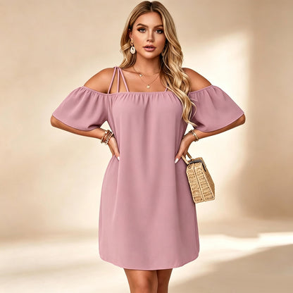 👗 Women's Elegant Solid Color Mini Dress