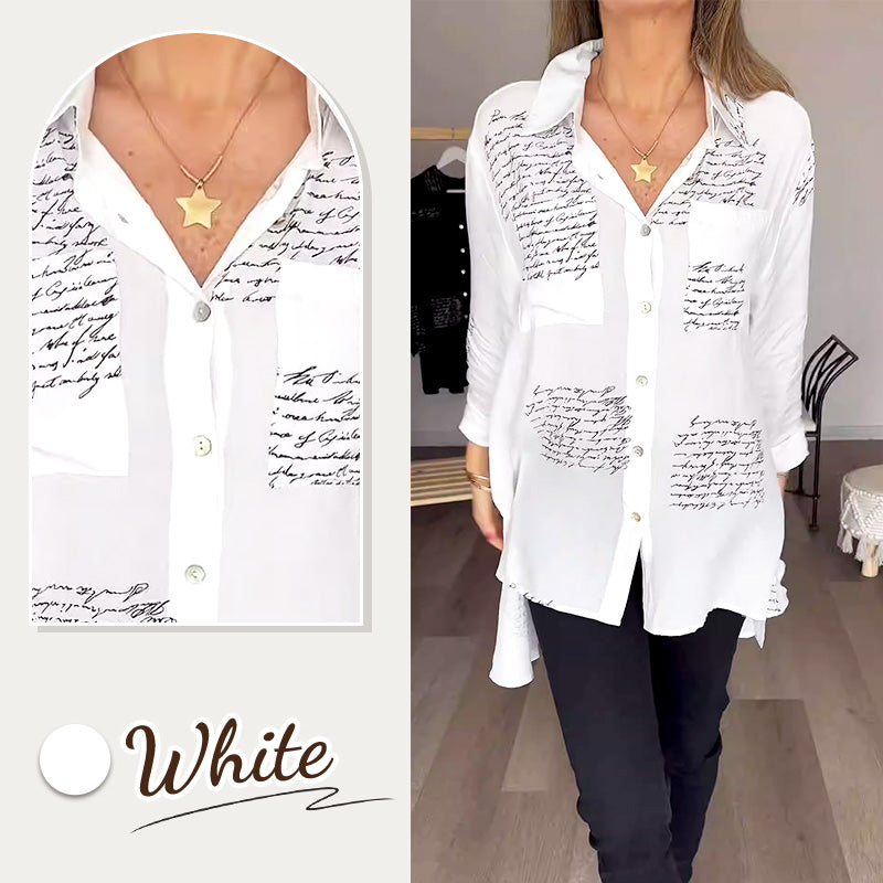 Letter Print Fashion Lapel Shirt