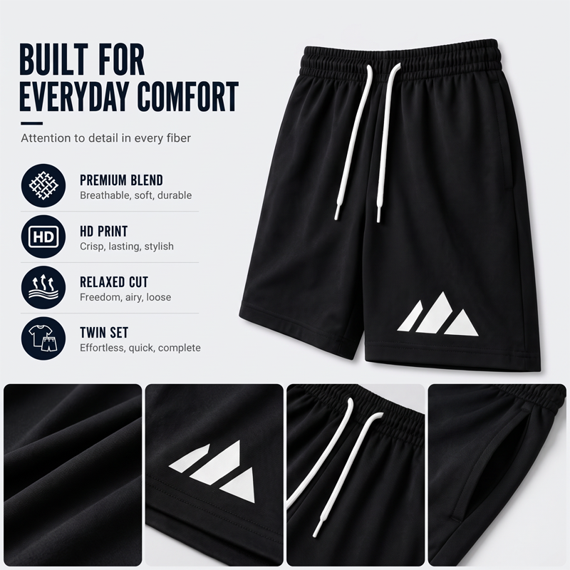 Men's Short Sleeve T-Shirt & Drawstring Shorts Set