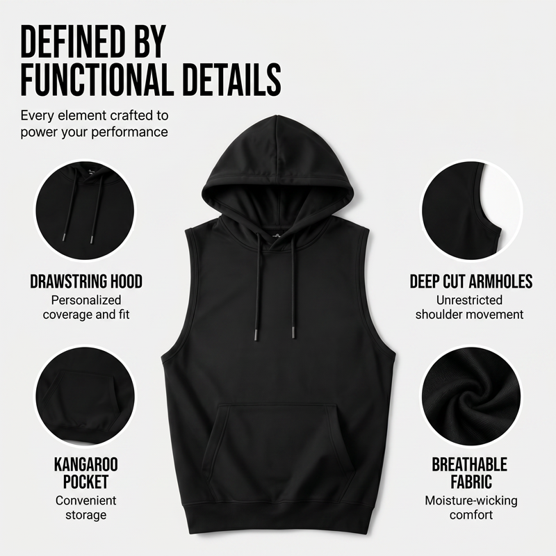 🔥 Sleeveless Hooded Sports Top💧 Moisture-wicking · Quick-drying and friction-resistant🧢