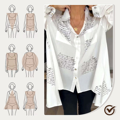 Letter Print Fashion Lapel Shirt