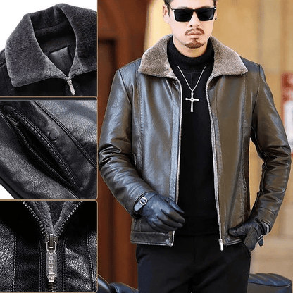 [Perfect gift] Men’s Winter Chic Fleece Leather Jacket