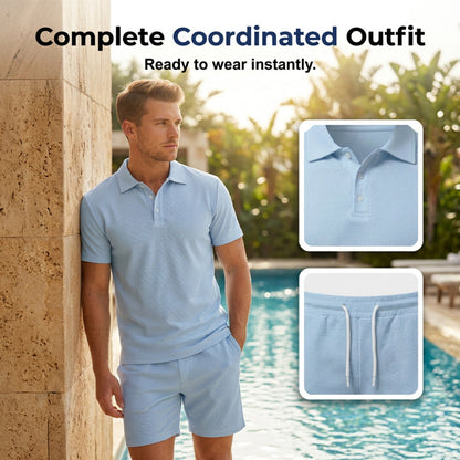 Men's Summer 2-Piece Collar Shirt & Shorts Set