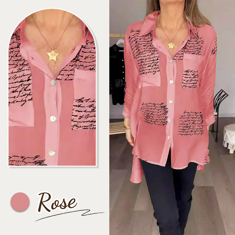 Letter Print Fashion Lapel Shirt