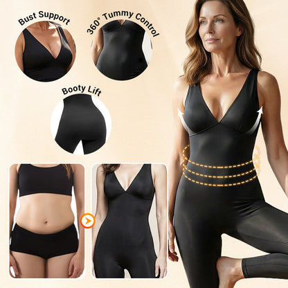 🌸High-Stretch V-Neck Jumpsuit – All-day ease for fitness & beyond. Breathable, flexible & effortlessly chic. Your go-to for movement. 🧘‍♀️💫