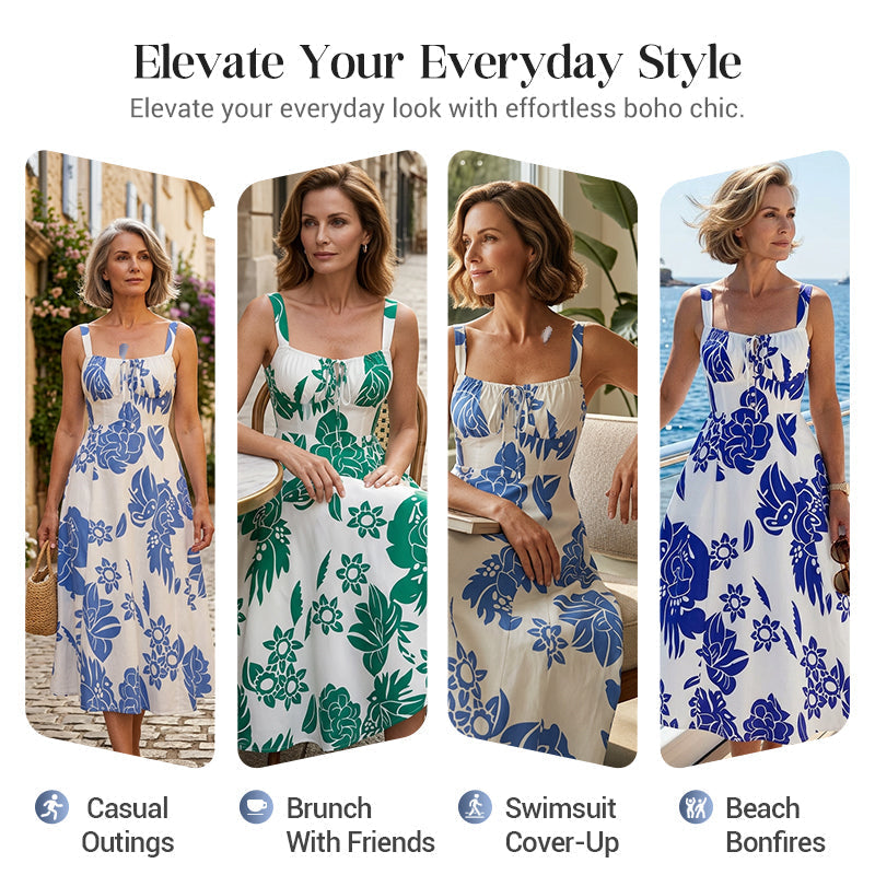 🌸Floral Whispers🌿Women's Floral Print Spaghetti Strap Dress