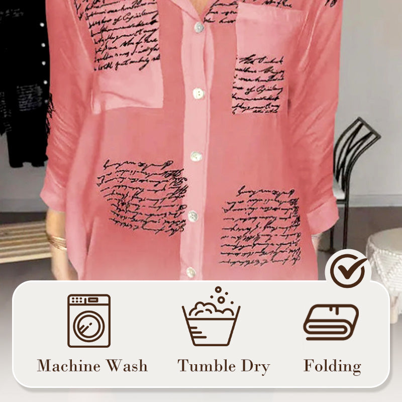 Letter Print Fashion Lapel Shirt