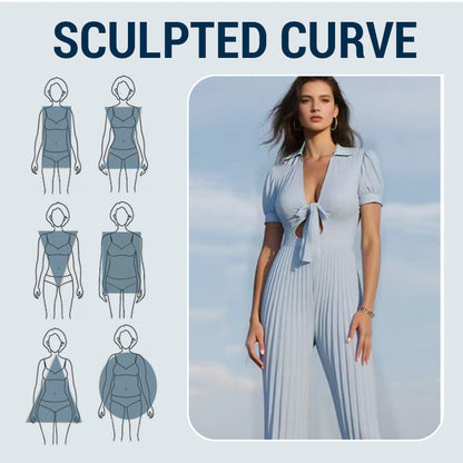 Women’s Solid Cut Out V-Neck Pleated Jumpsuit💛💛