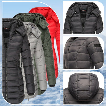 🔥 Winter Women's Mid-length Padded Jacket Warm Solid Color Hooded Jacket