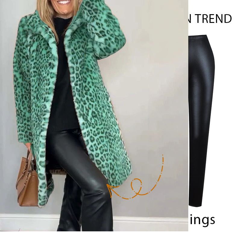 ✨Autumn's Best-Selling Sets 💖Women's Leopard Print Mid-Length Jacket and Leather Leggings