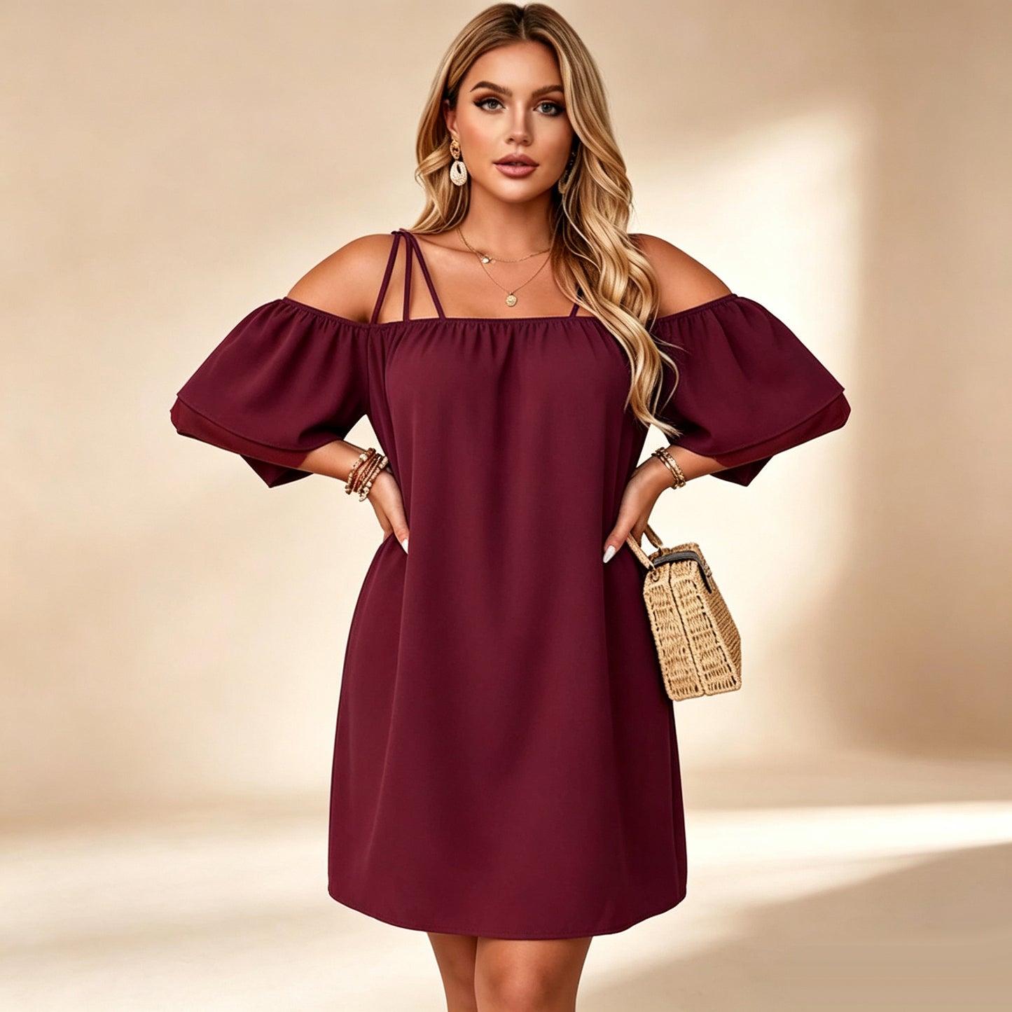👗 Women's Elegant Solid Color Mini Dress