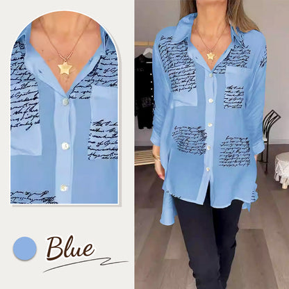 Letter Print Fashion Lapel Shirt