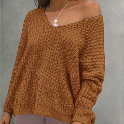 🔥Women's Plain Drop Shoulder V Neck Sweater