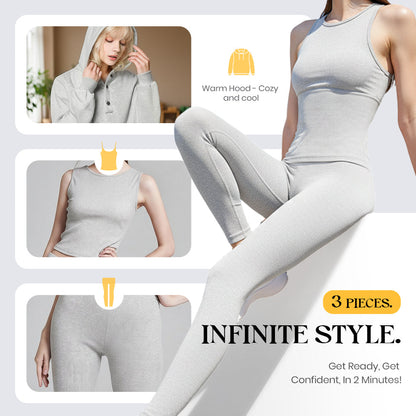 Hooded Casual & Fashionable Sweatshirt 3-Piece Set