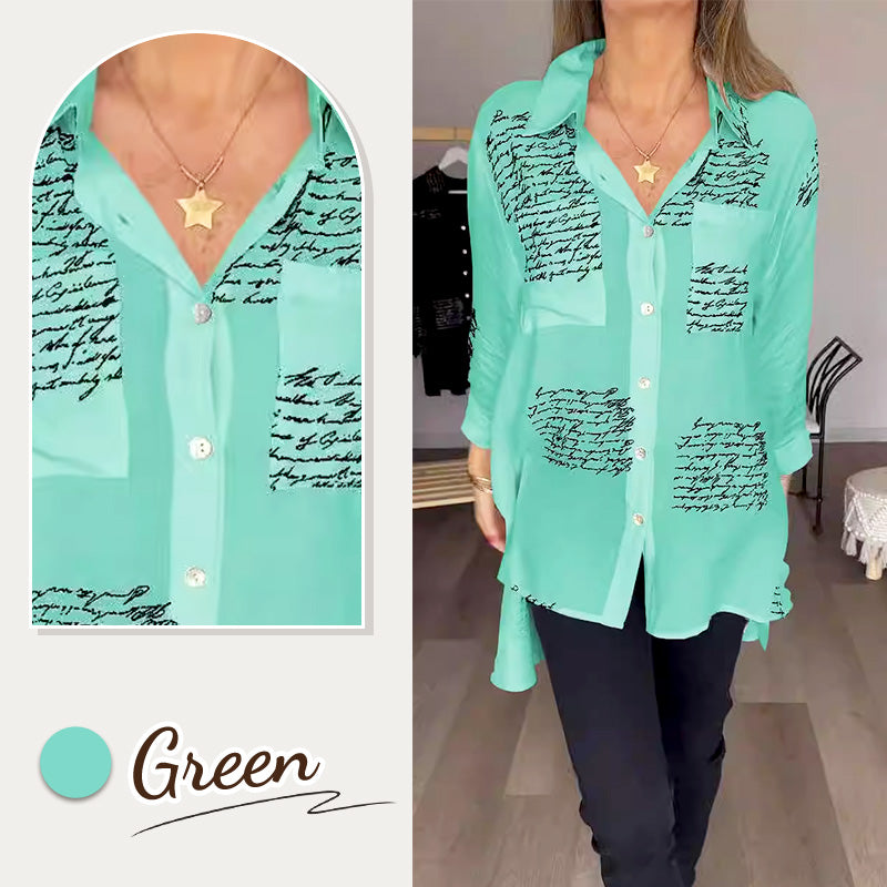 Letter Print Fashion Lapel Shirt