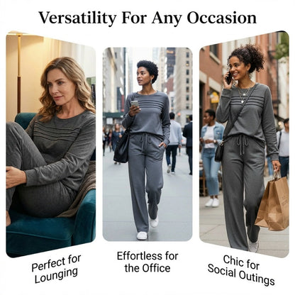 💐Women's Crew Neck Top & Drawstring Pants Set
