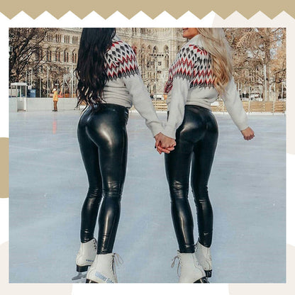 ✨ S-shaped Thickened PU Leather Leggings