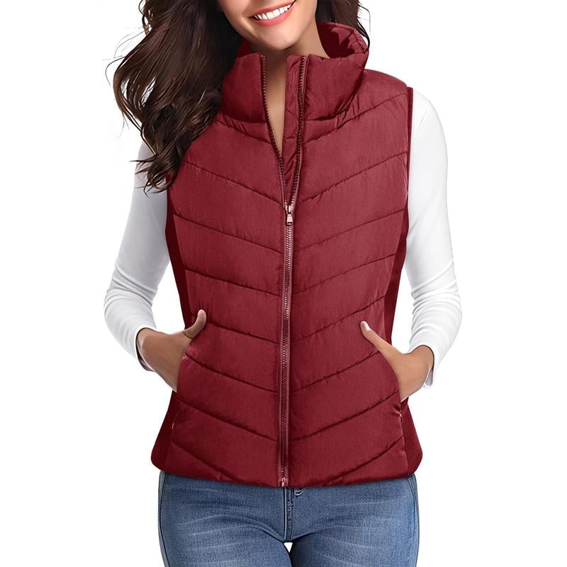 ✨️Womens Sleeveless Zip Up Puffer Vest💗 Cozy Without Bulk