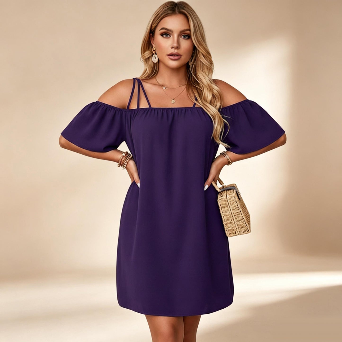 👗 Women's Elegant Solid Color Mini Dress
