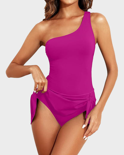 ⛱️One Shoulder Skirted One Piece Swimsuit