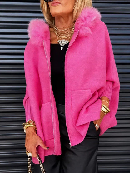 💥🎁Women Fur Collar Solid Color Casual Jacket