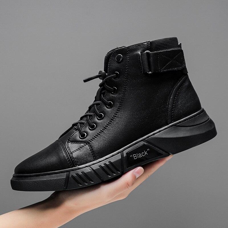 Black Warm Leather Boots