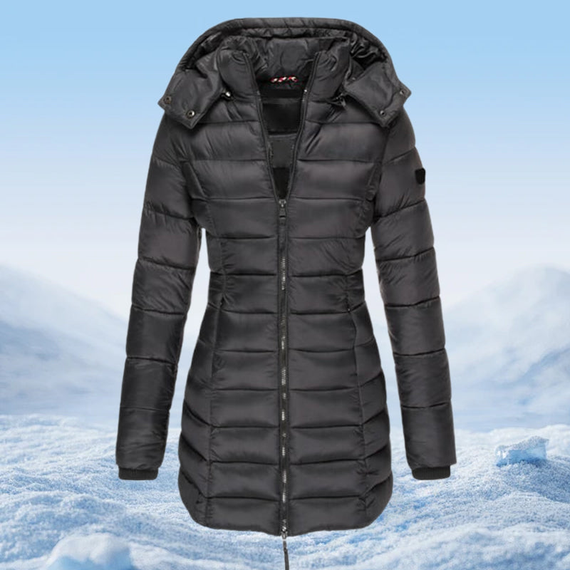 🔥 Winter Women's Mid-length Padded Jacket Warm Solid Color Hooded Jacket