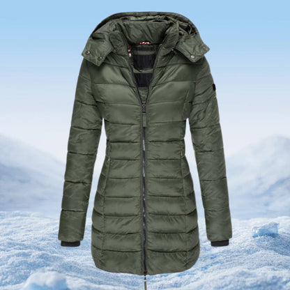 🔥 Winter Women's Mid-length Padded Jacket Warm Solid Color Hooded Jacket