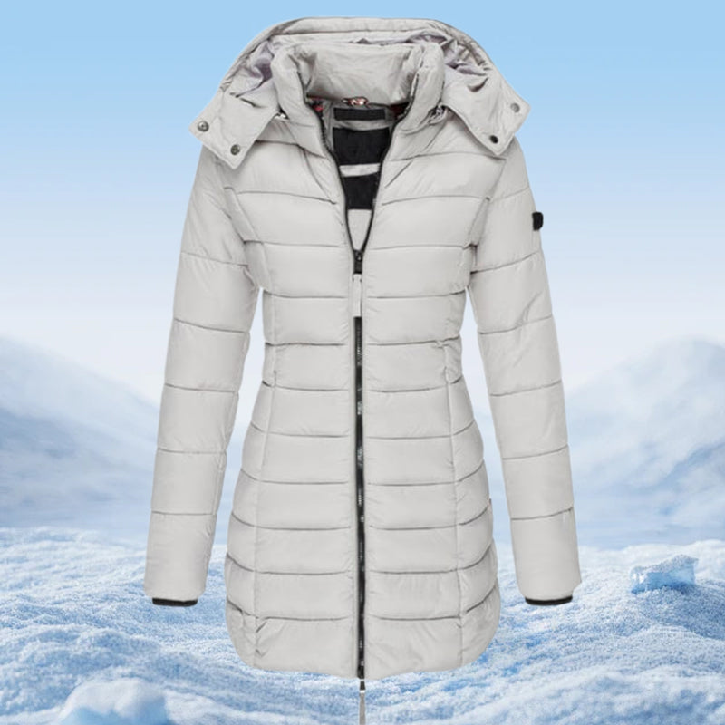 🔥 Winter Women's Mid-length Padded Jacket Warm Solid Color Hooded Jacket