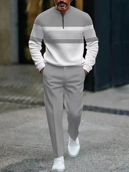 Men's Graphic Print Pullover & Pants Set – Street Style, Comfort Fit & Casual Look 👖