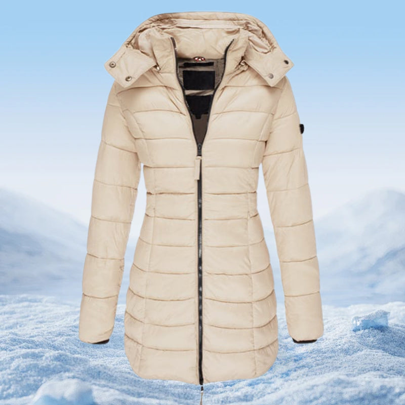 🔥 Winter Women's Mid-length Padded Jacket Warm Solid Color Hooded Jacket