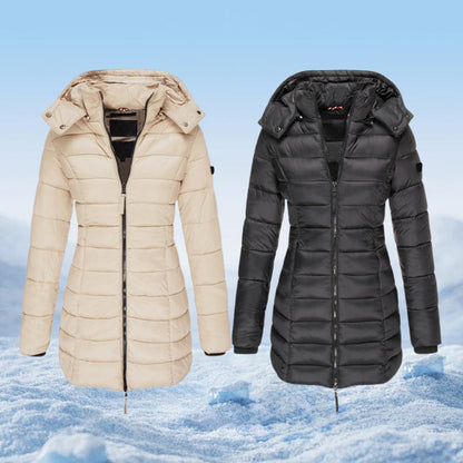 🔥 Winter Women's Mid-length Padded Jacket Warm Solid Color Hooded Jacket