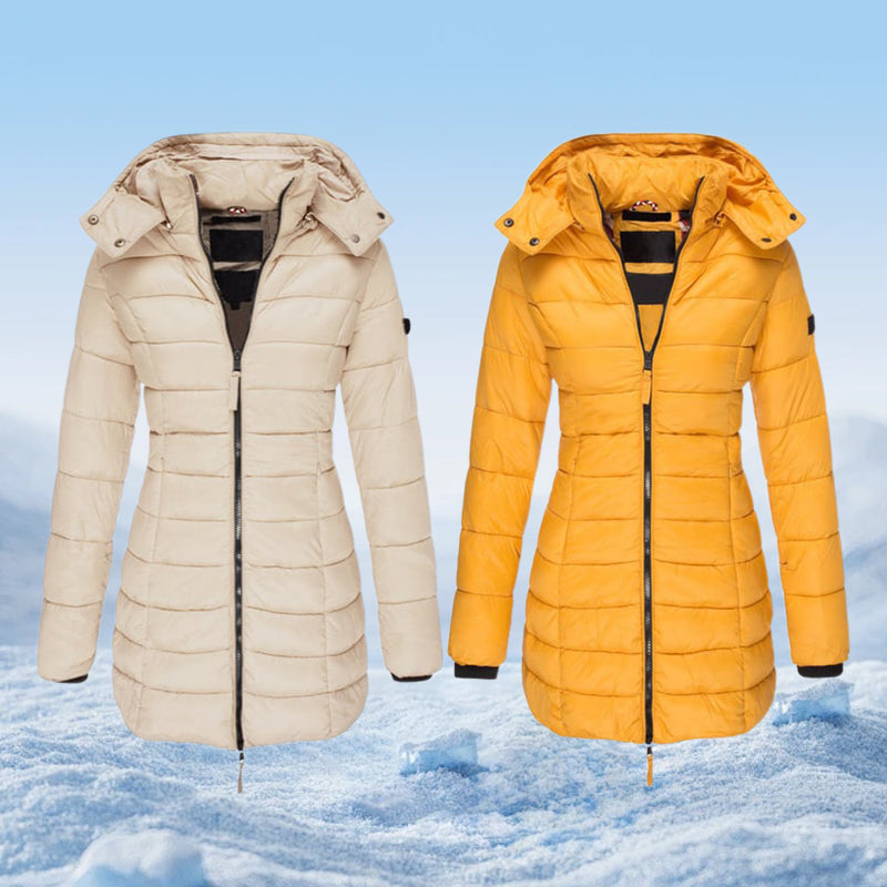 🔥 Winter Women's Mid-length Padded Jacket Warm Solid Color Hooded Jacket