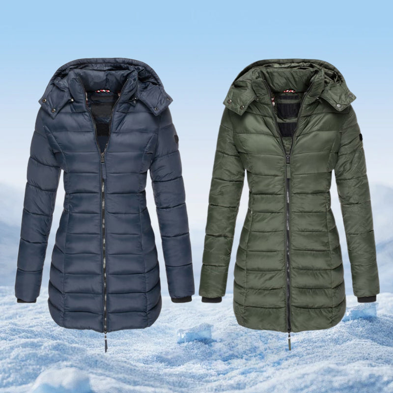 🔥 Winter Women's Mid-length Padded Jacket Warm Solid Color Hooded Jacket