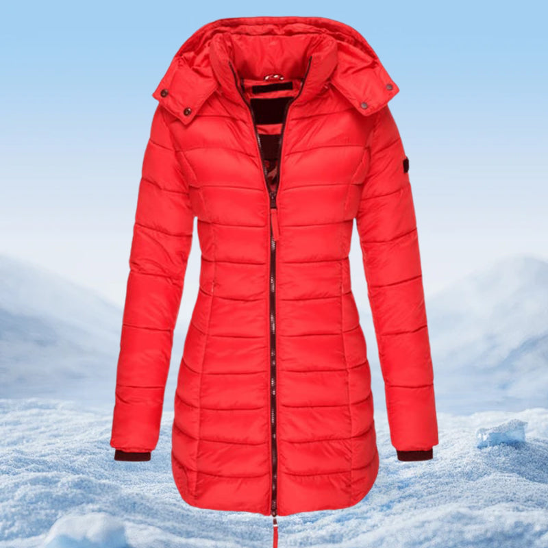 🔥 Winter Women's Mid-length Padded Jacket Warm Solid Color Hooded Jacket