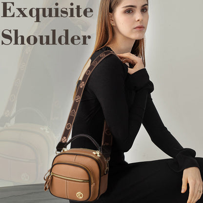 ✨Hot Sale 🎁Multifunctional Compartment Adjustable Wide Shoulder Strap Leather Bag