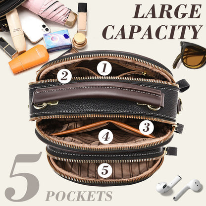 ✨Hot Sale 🎁Multifunctional Compartment Adjustable Wide Shoulder Strap Leather Bag