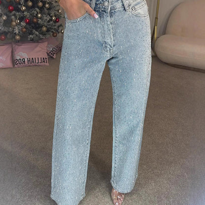 🔥Straight Leg Jeans With Rhinestones
