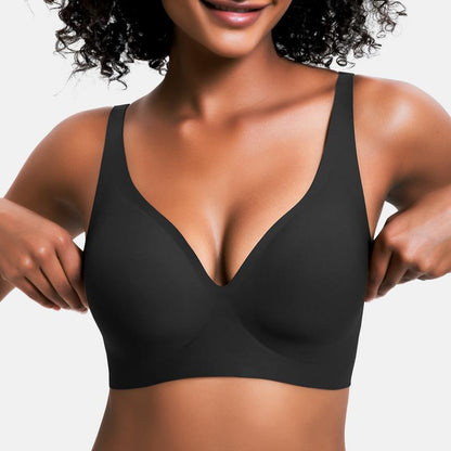 💜LAST DAY-50% OFF💜Jelly Wireless Womens Comfortable Wireless Bras Push Up Bralettes Seamless Tshirts Bras Deep V Everyday Bras