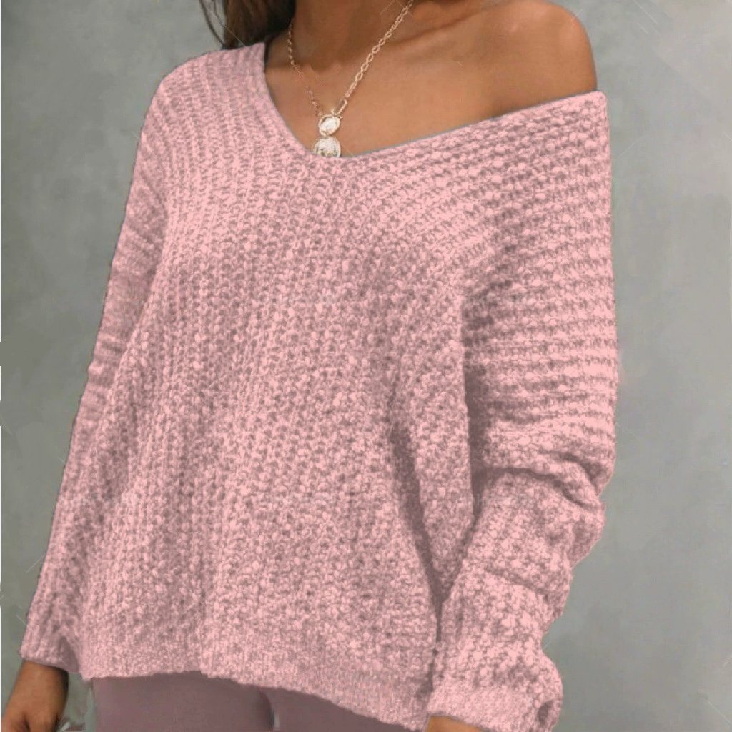 🔥Women's Plain Drop Shoulder V Neck Sweater