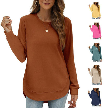 🍂Women's Sweatshirt Crewneck Long Sleeve Shirts High Low Tops Curved Hem