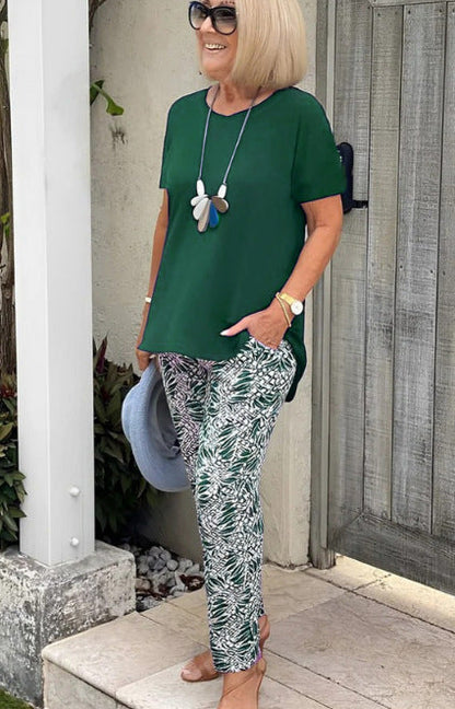 👚 Solid Color Top + Tie-Dye Pants Set ✅ Loose Fit & Breathable Comfort | Casual Chic Style ✨