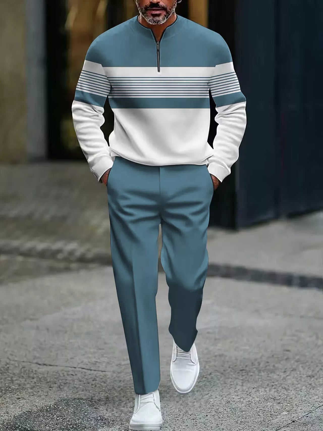 Men's Graphic Print Pullover & Pants Set – Street Style, Comfort Fit & Casual Look 👖