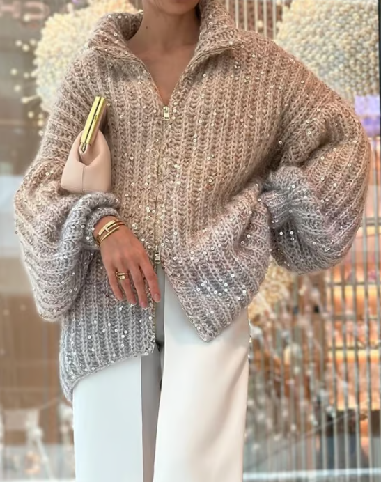 🎁Single Color Sequin Knitted Sweater Jacket💎✨