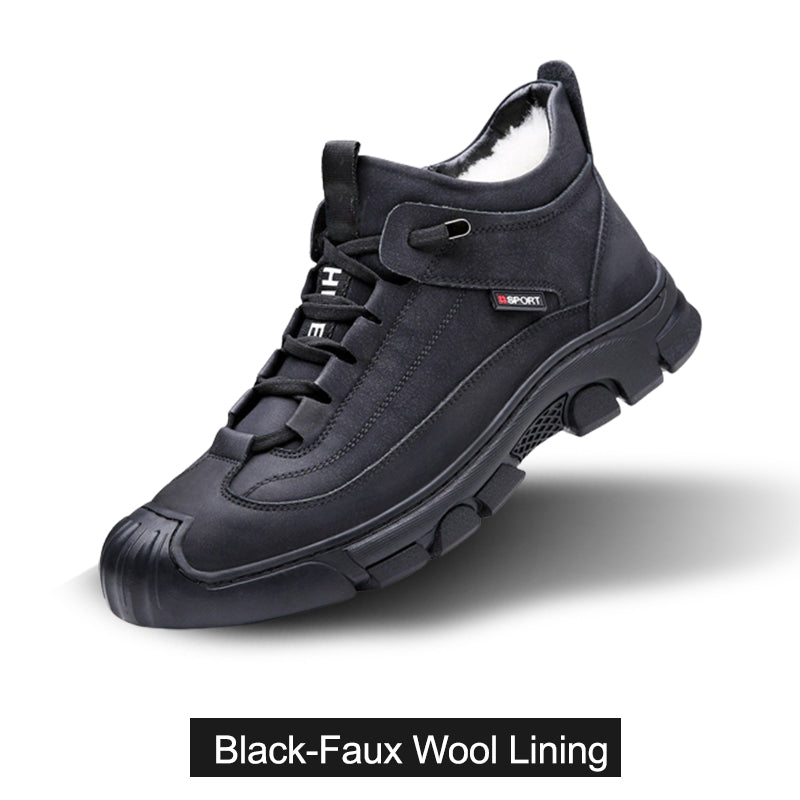 🎁[Winter Gift] Men's Faux Wool Lining Leather Sneaker