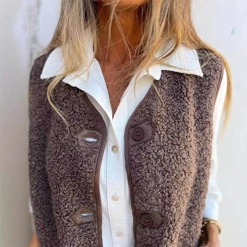 Women's Fall Button Down Short Warm Vest