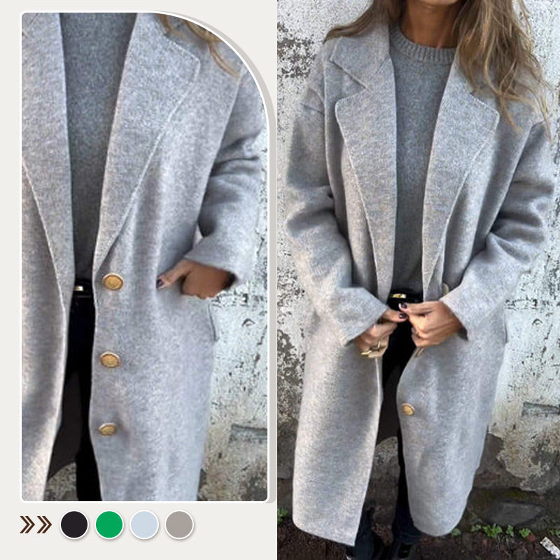 Women's Long-sleeve Tweed Lapel Coat