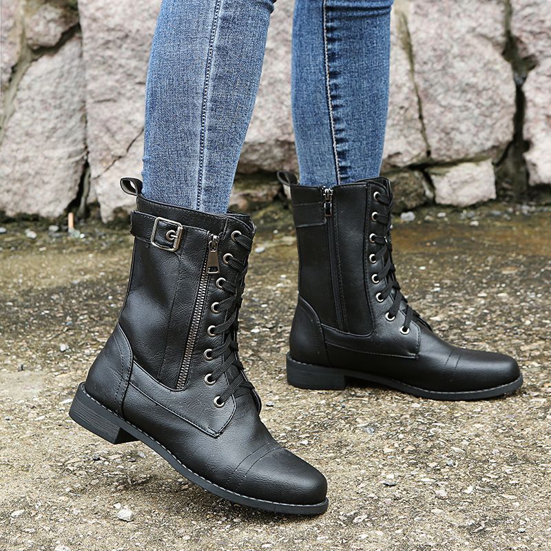 🔥2025 Hot Sale😍👢Women's Round Toe Orthopedic Leather Boots with Side Zipper