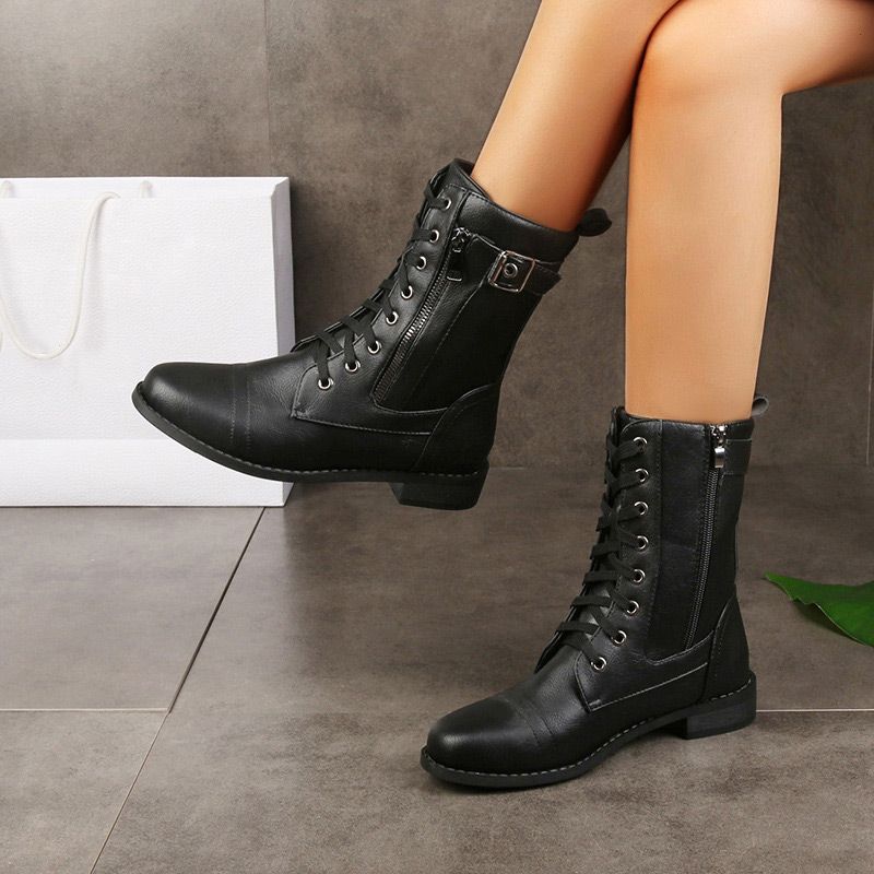 🔥2025 Hot Sale😍👢Women's Round Toe Orthopedic Leather Boots with Side Zipper