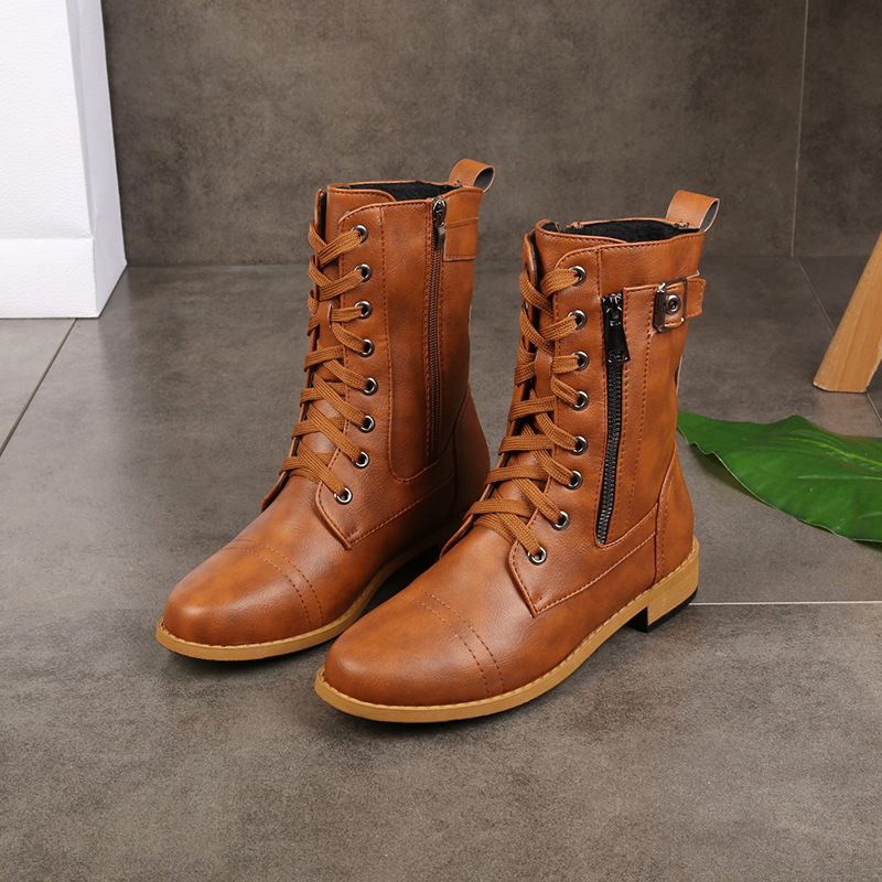 🔥2025 Hot Sale😍👢Women's Round Toe Orthopedic Leather Boots with Side Zipper